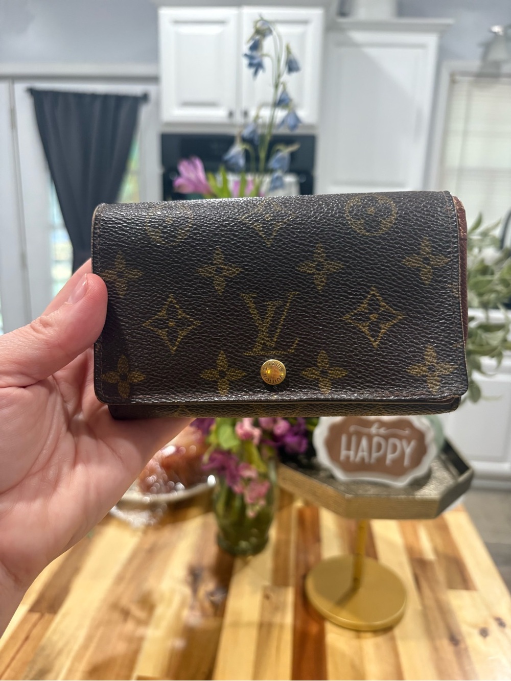 Louis Vuitton Monogram Canvas Brown & Gold Snap Wallet